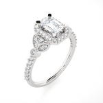 Emerald-Cut Lab Grown Diamond Halo Engagement Ring
