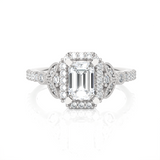 Emerald-Cut Lab Grown Diamond Halo Engagement Ring
