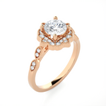 Round Lab Grown Diamond Halo Engagement Ring