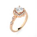 Round Lab Grown Diamond Halo Engagement Ring