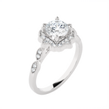 Round Lab Grown Diamond Halo Engagement Ring