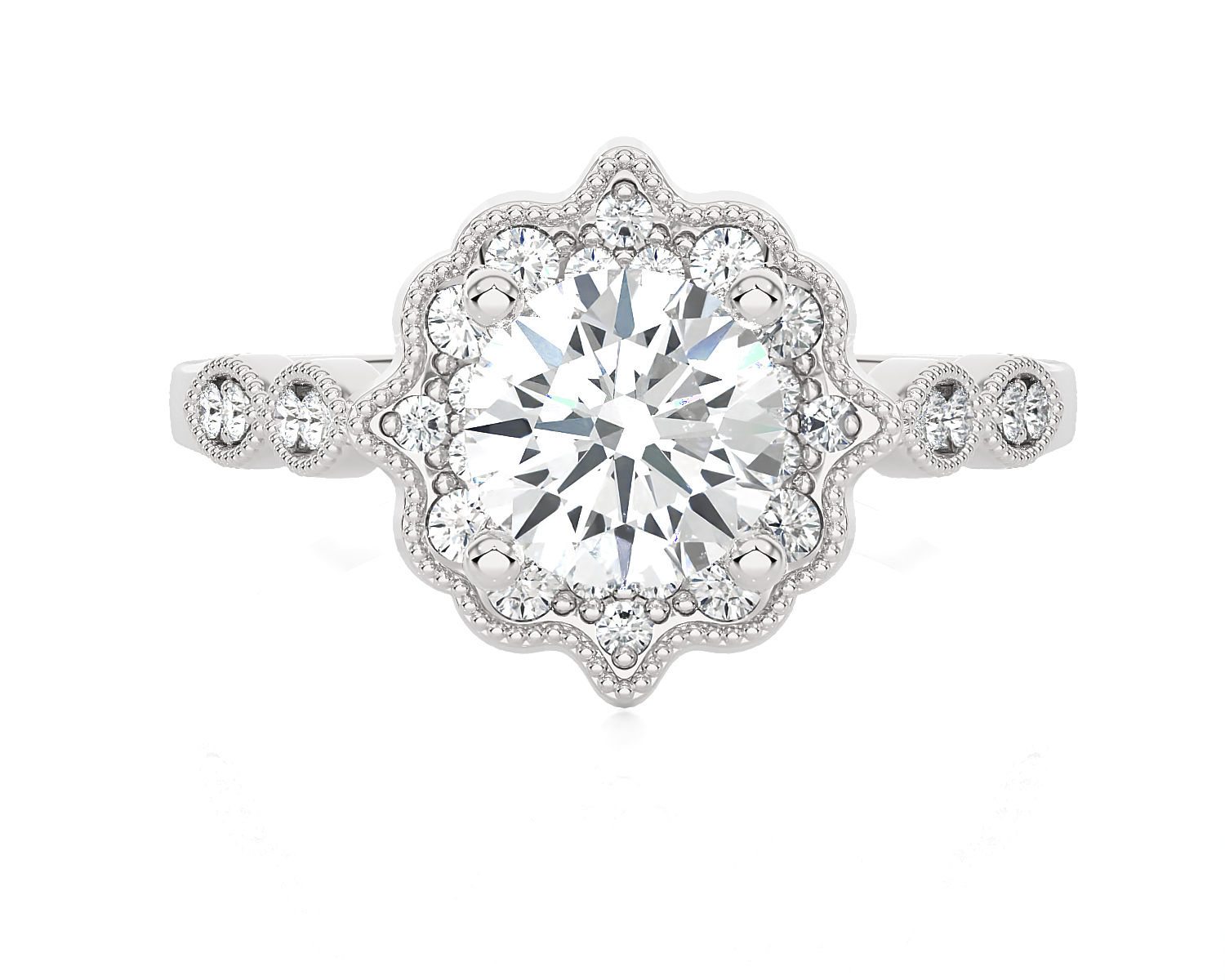 Round Lab Grown Diamond Halo Engagement Ring