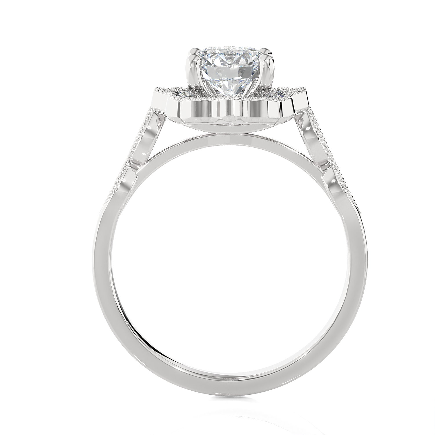 Round Lab Grown Diamond Halo Engagement Ring