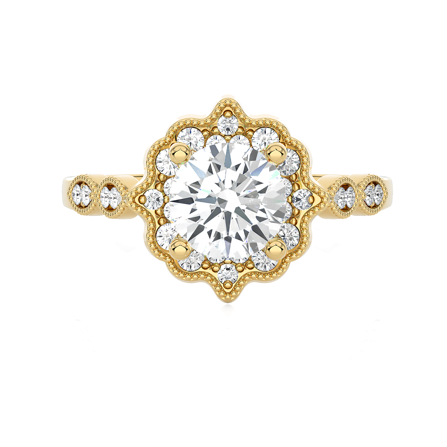 Round Lab Grown Diamond Halo Engagement Ring
