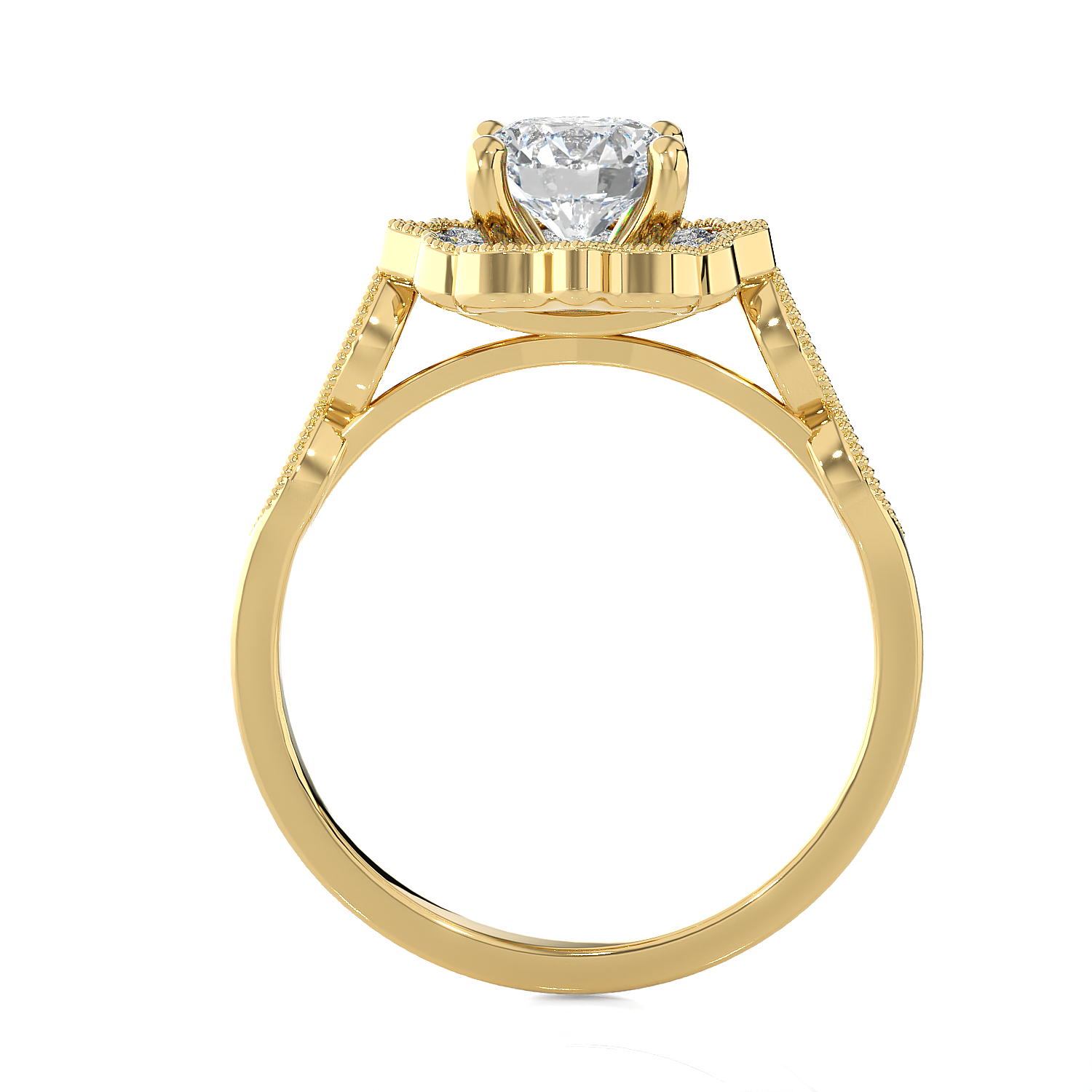 Round Lab Grown Diamond Halo Engagement Ring