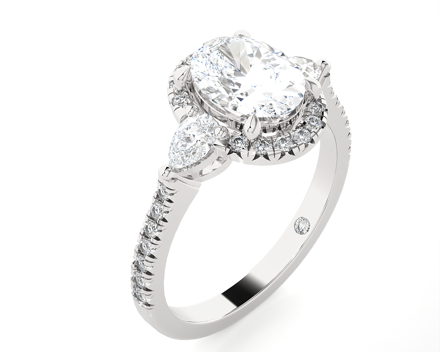 2 1/5 ctw Oval Lab Grown Diamond Halo Engagement Ring
