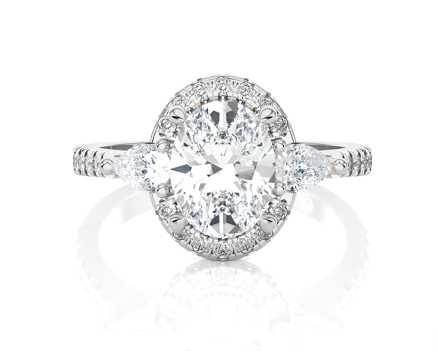 2 1/5 ctw Oval Lab Grown Diamond Halo Engagement Ring
