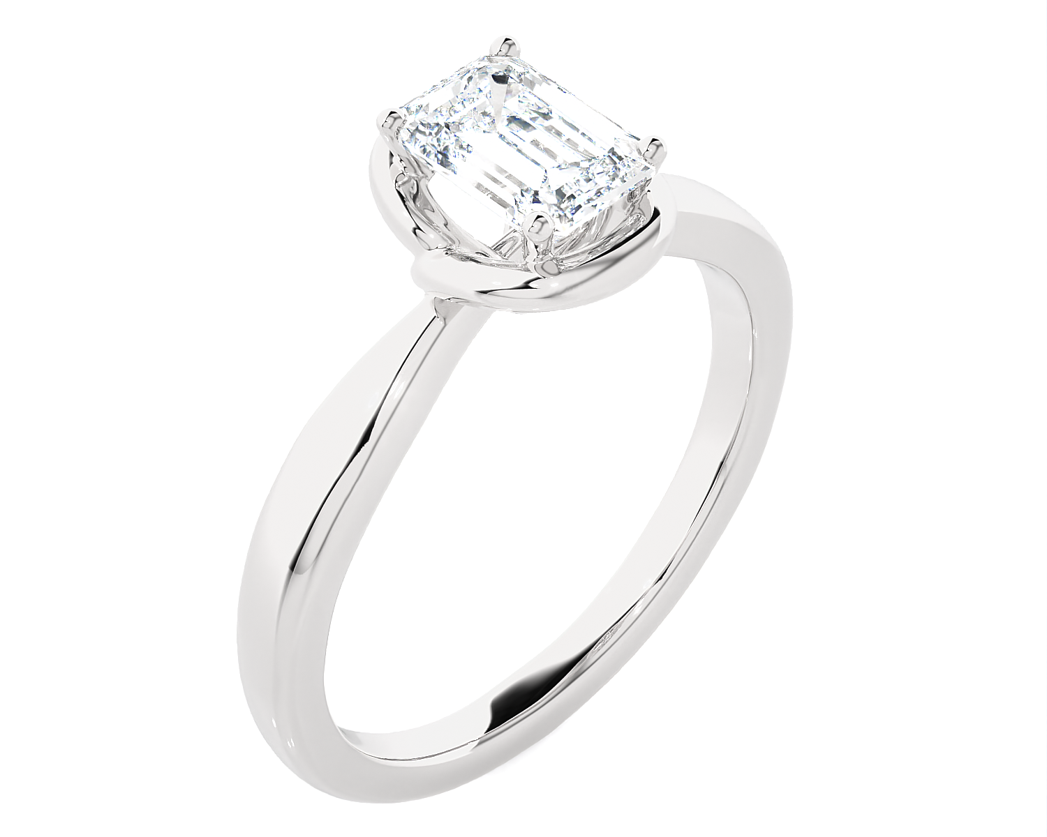 1 ctw Emerald-Cut Lab Grown Diamond Solitaire Engagement Ring