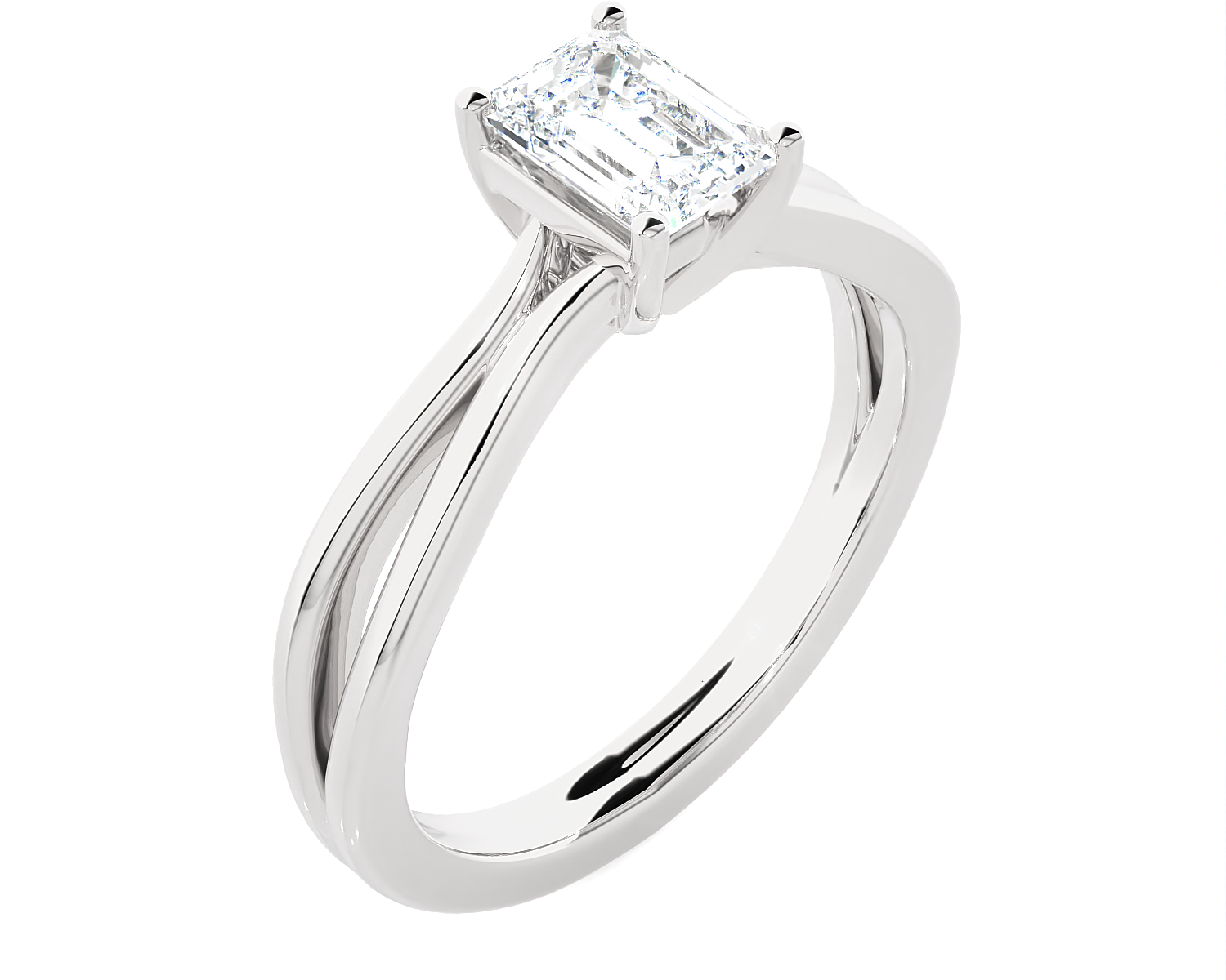 3/4 ctw Emerald-Cut Lab Grown Diamond Solitaire Engagement Ring