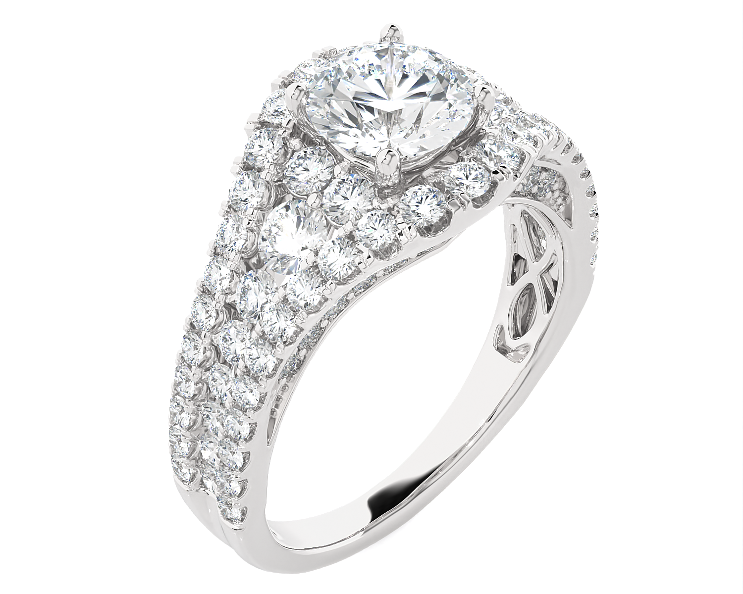 Emerald-Cut Lab Grown Diamond Side Stone Engagement Ring