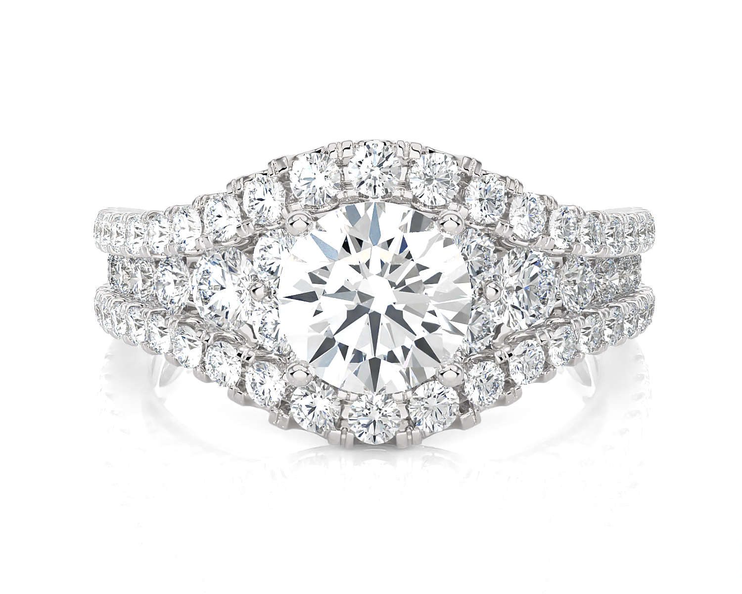 Emerald-Cut Lab Grown Diamond Side Stone Engagement Ring