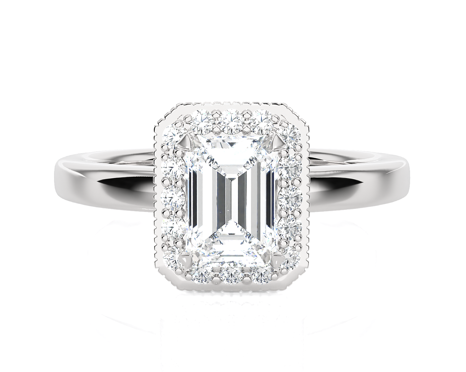 Emerald-Cut Lab Grown Diamond Halo Engagement Ring