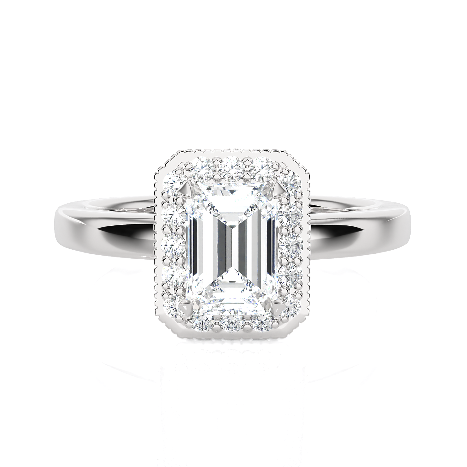 Emerald-Cut Lab Grown Diamond Halo Engagement Ring