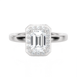 Emerald-Cut Lab Grown Diamond Halo Engagement Ring