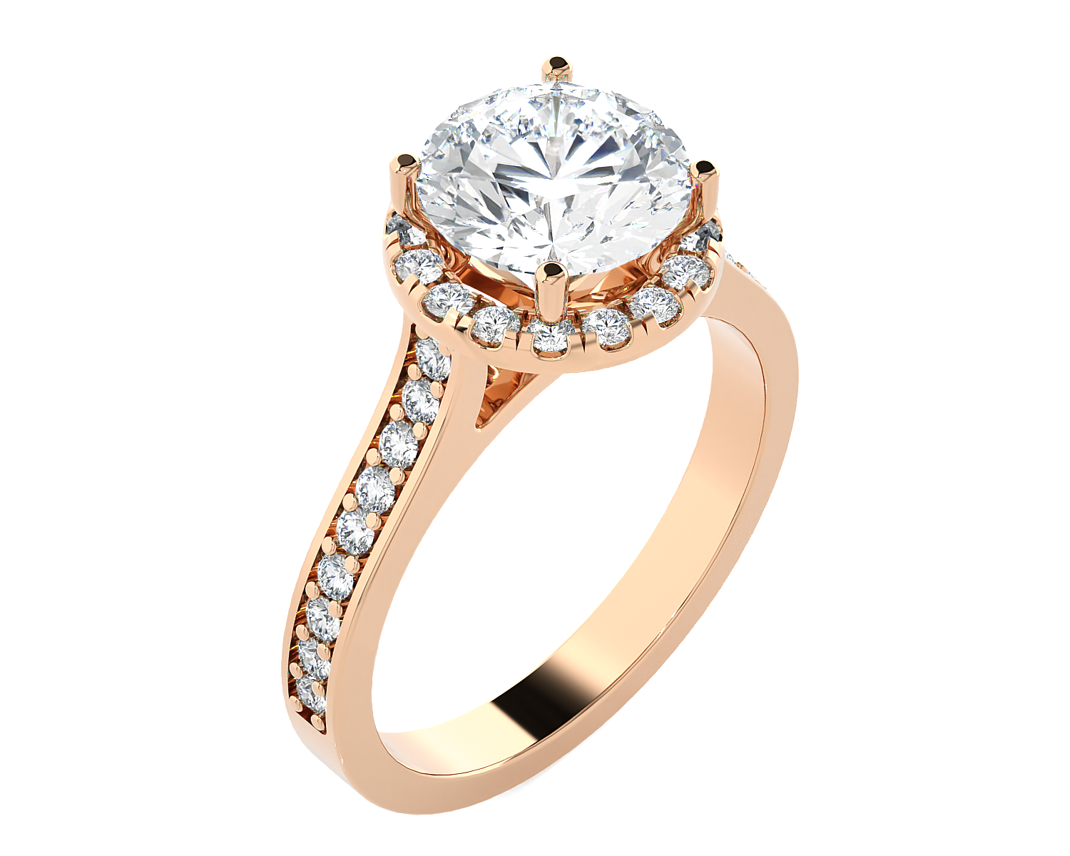 1 7/8 ctw Round Lab Grown Diamond Side Stone Engagement Ring