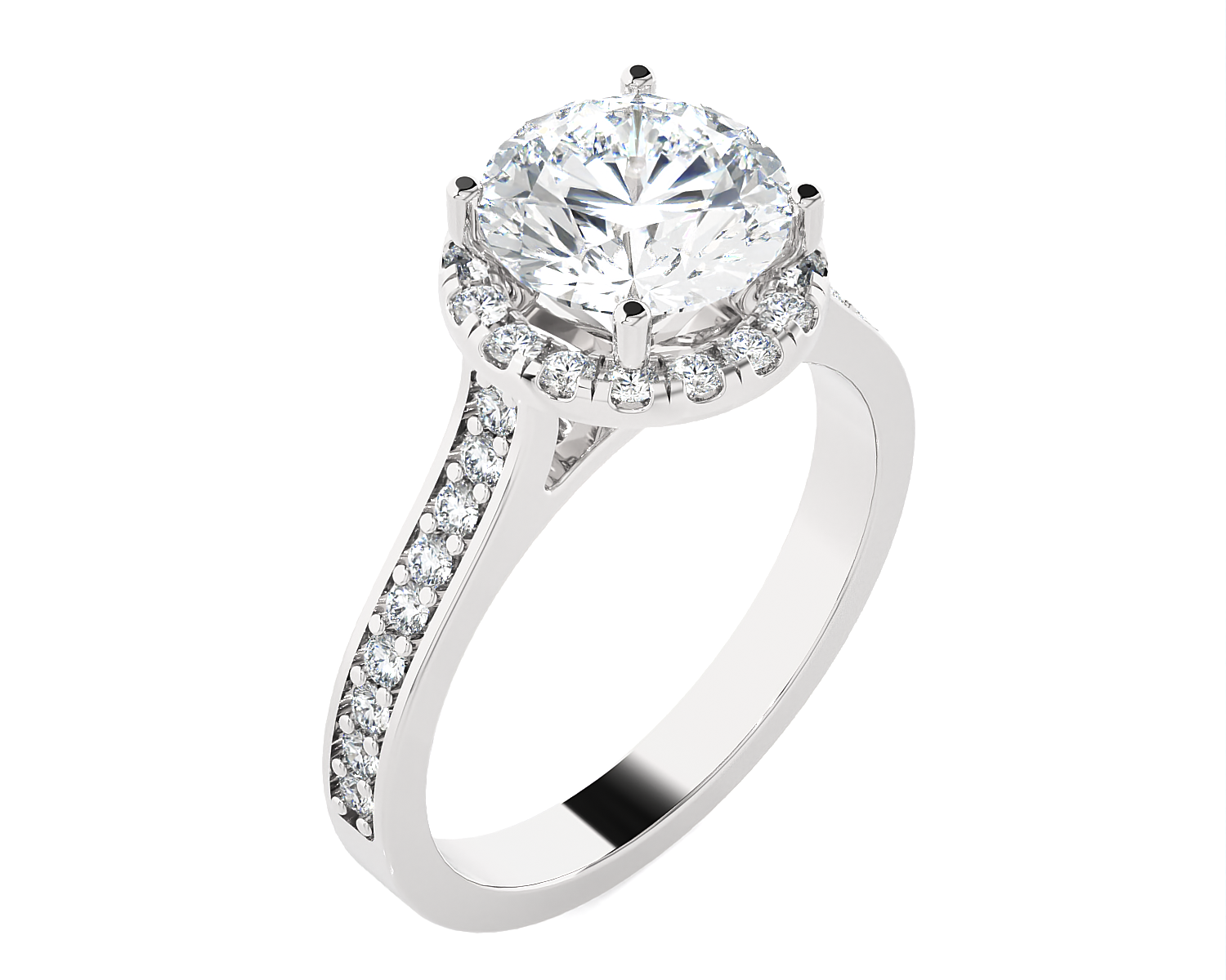 1 7/8 ctw Round Lab Grown Diamond Side Stone Engagement Ring