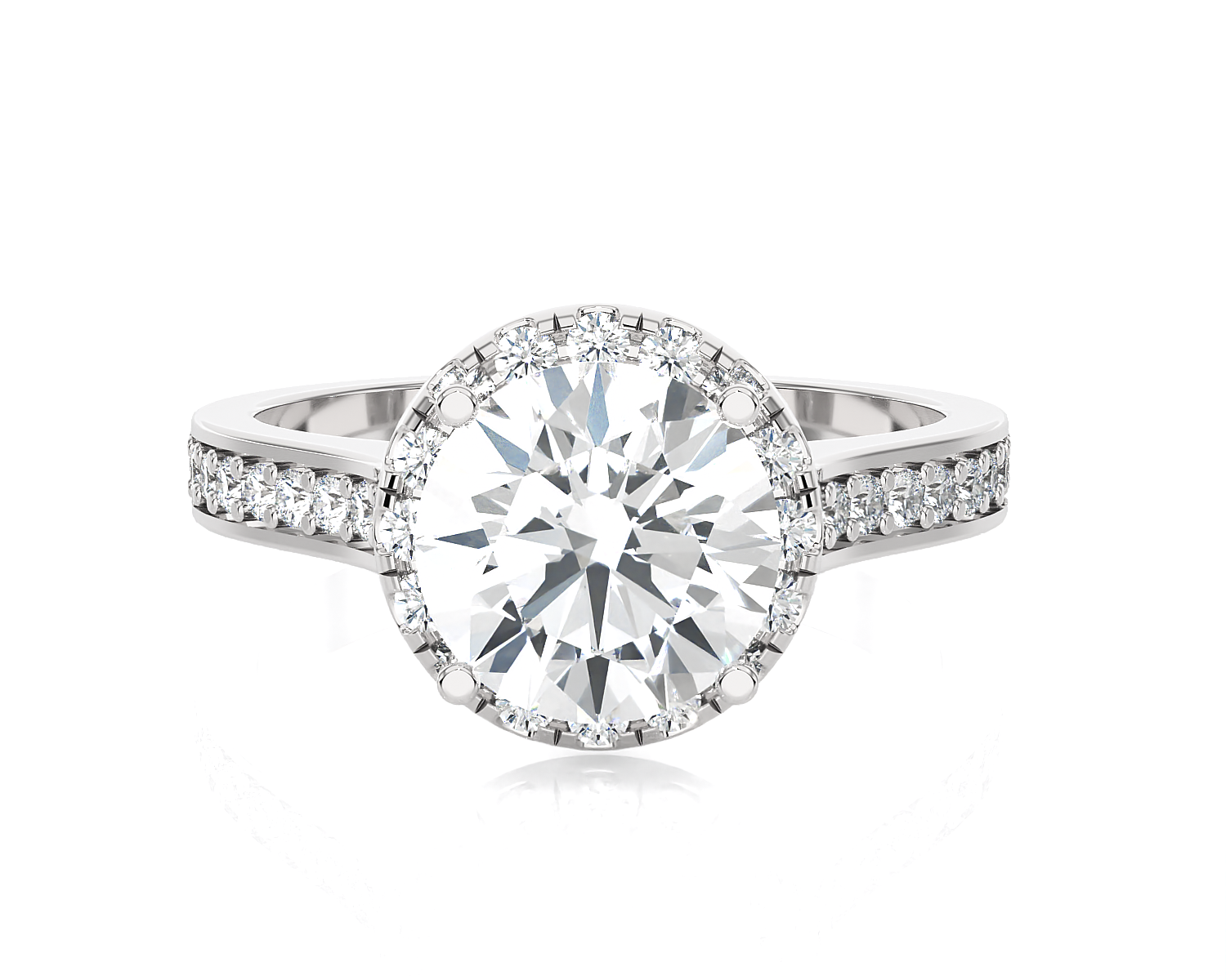 1 7/8 ctw Round Lab Grown Diamond Side Stone Engagement Ring