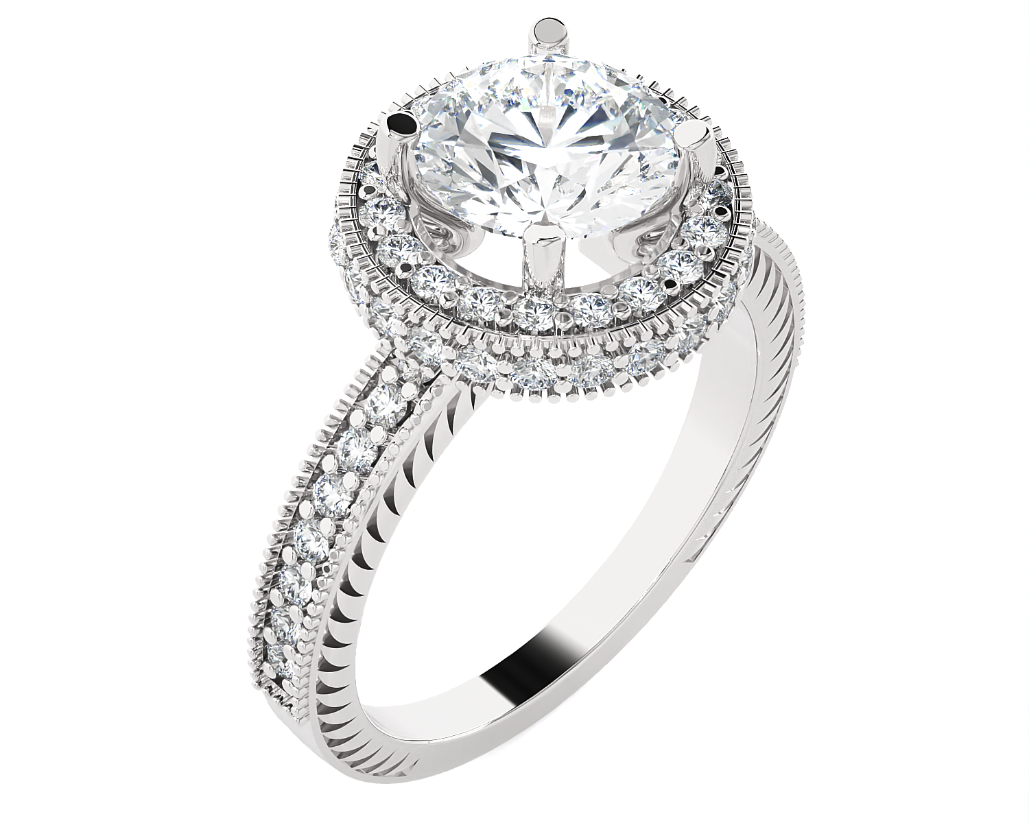 2 1/4 ctw Round Lab Grown Diamond Halo Engagement Ring