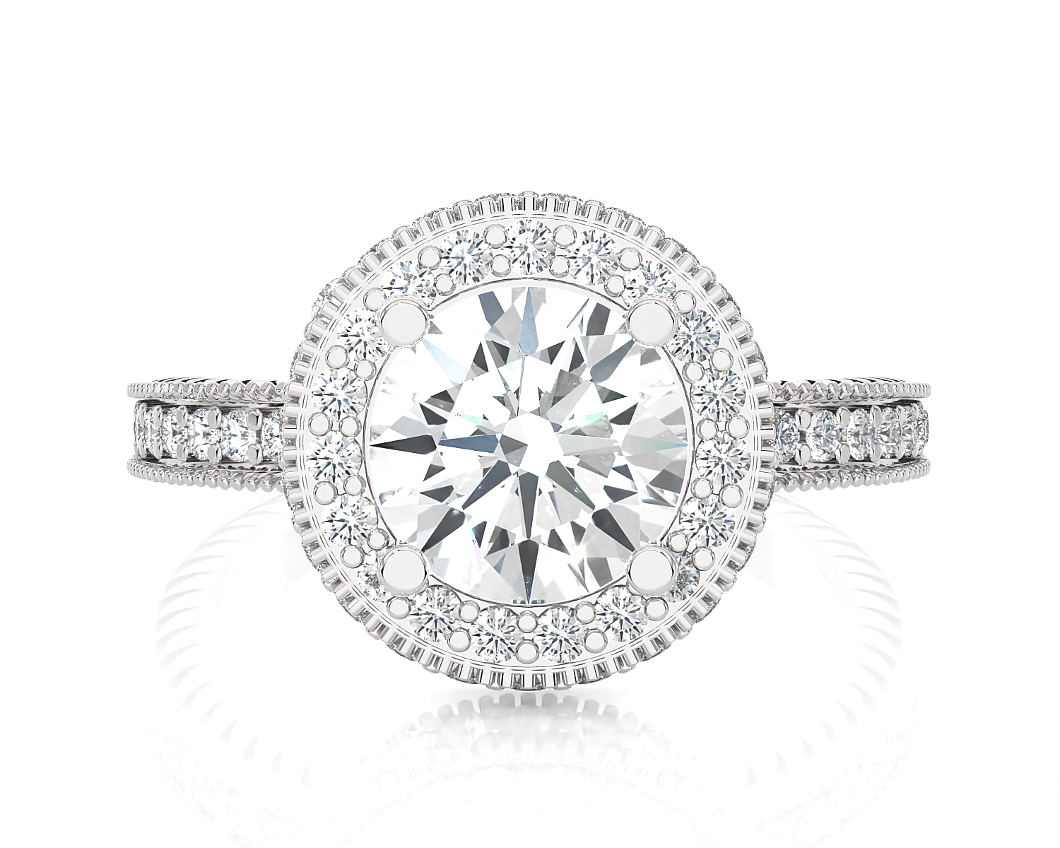 2 1/4 ctw Round Lab Grown Diamond Halo Engagement Ring