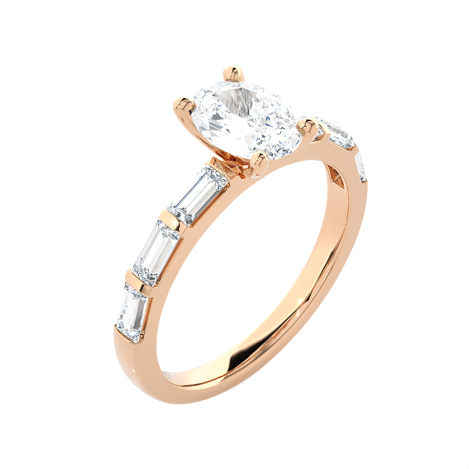 Oval Lab Grown Diamond Side Stone Engagement Ring
