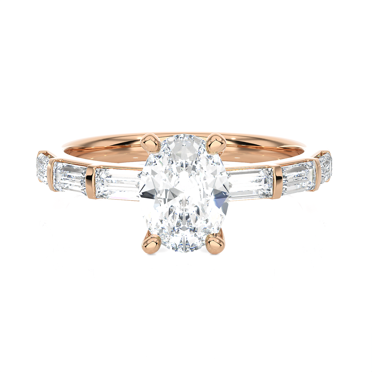 Oval Lab Grown Diamond Side Stone Engagement Ring