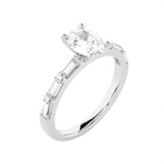 Oval Lab Grown Diamond Side Stone Engagement Ring