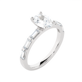 Oval Lab Grown Diamond Side Stone Engagement Ring