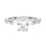 Oval Lab Grown Diamond Side Stone Engagement Ring