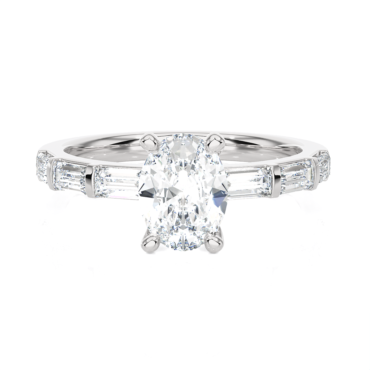 Oval Lab Grown Diamond Side Stone Engagement Ring