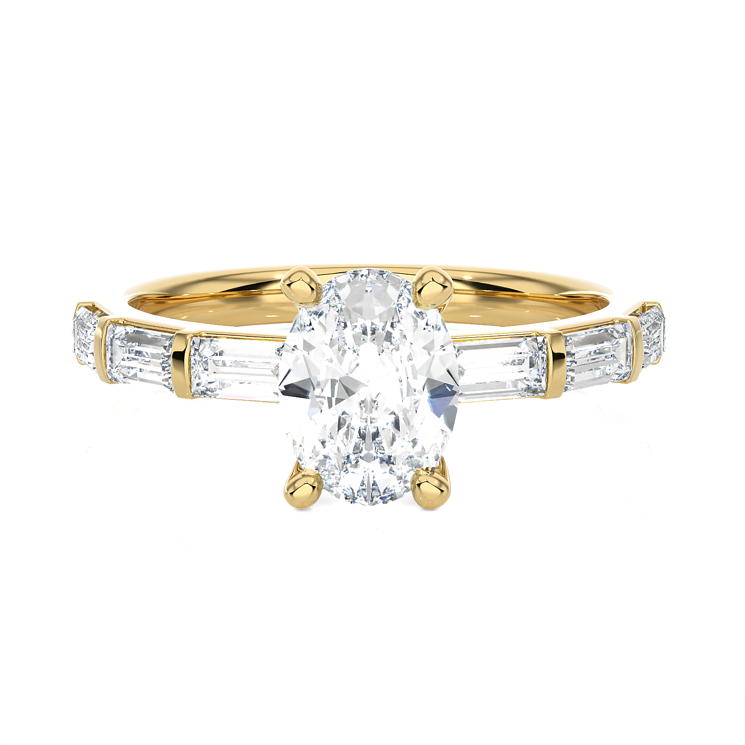 Oval Lab Grown Diamond Side Stone Engagement Ring