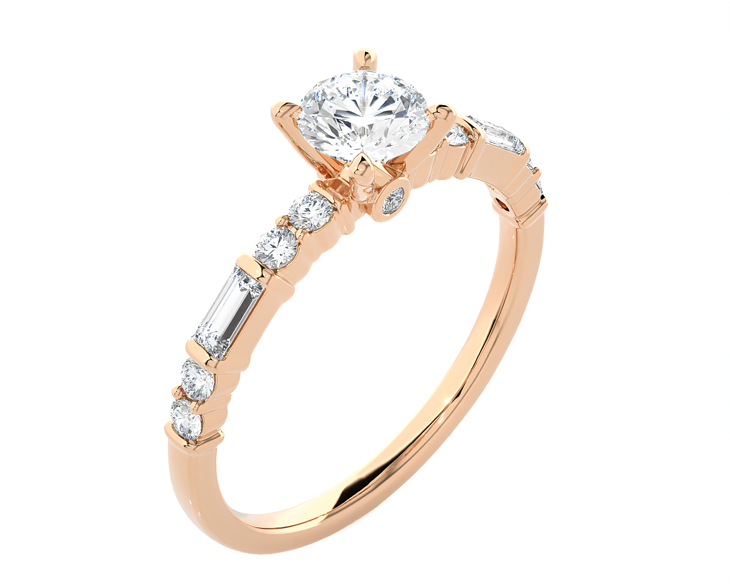 7/8 ctw Round Lab Grown Diamond Side Stone Engagement Ring