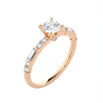 7/8 ctw Round Lab Grown Diamond Side Stone Engagement Ring
