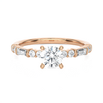 7/8 ctw Round Lab Grown Diamond Side Stone Engagement Ring