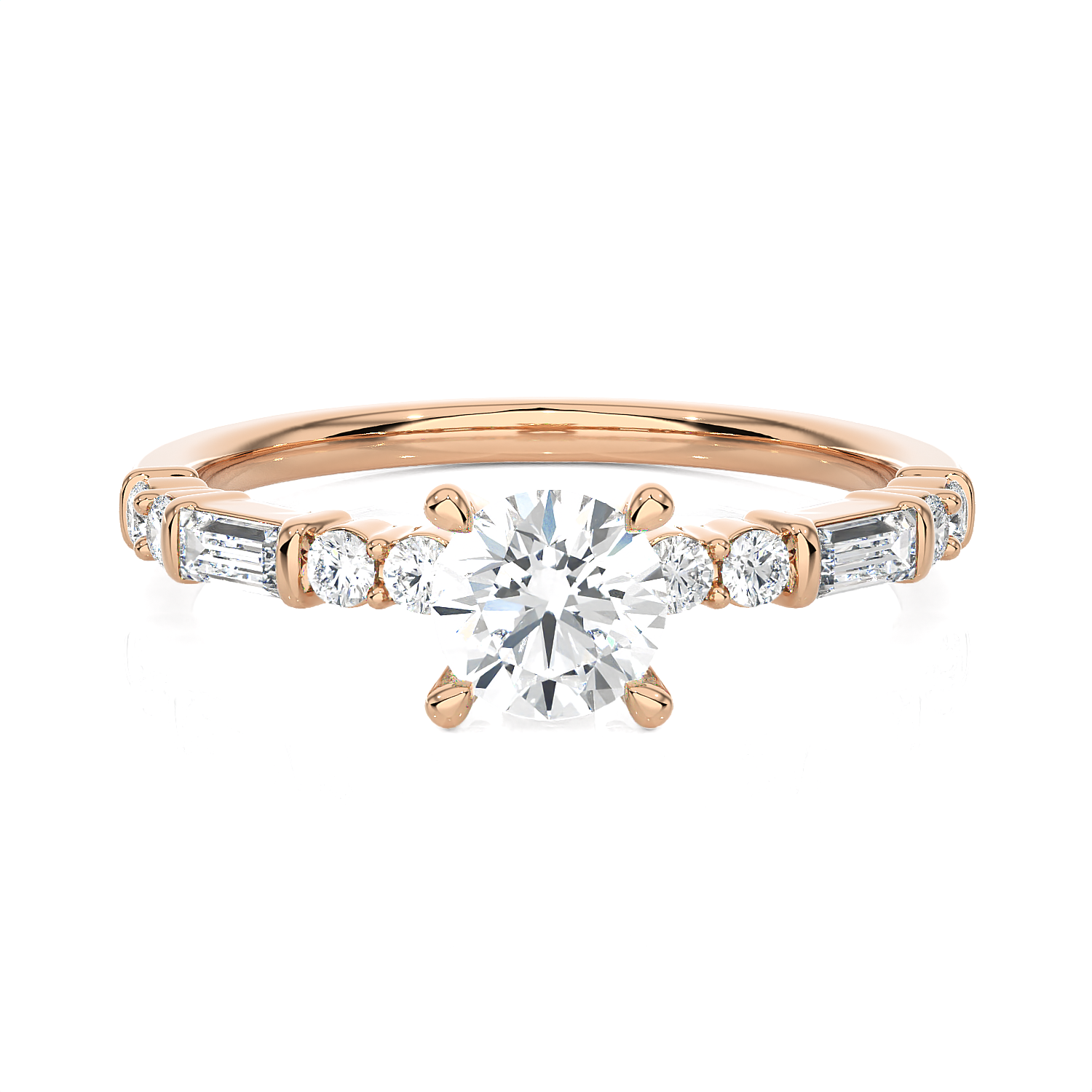 7/8 ctw Round Lab Grown Diamond Side Stone Engagement Ring