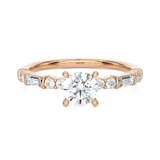 7/8 ctw Round Lab Grown Diamond Side Stone Engagement Ring