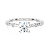 7/8 ctw Round Lab Grown Diamond Side Stone Engagement Ring
