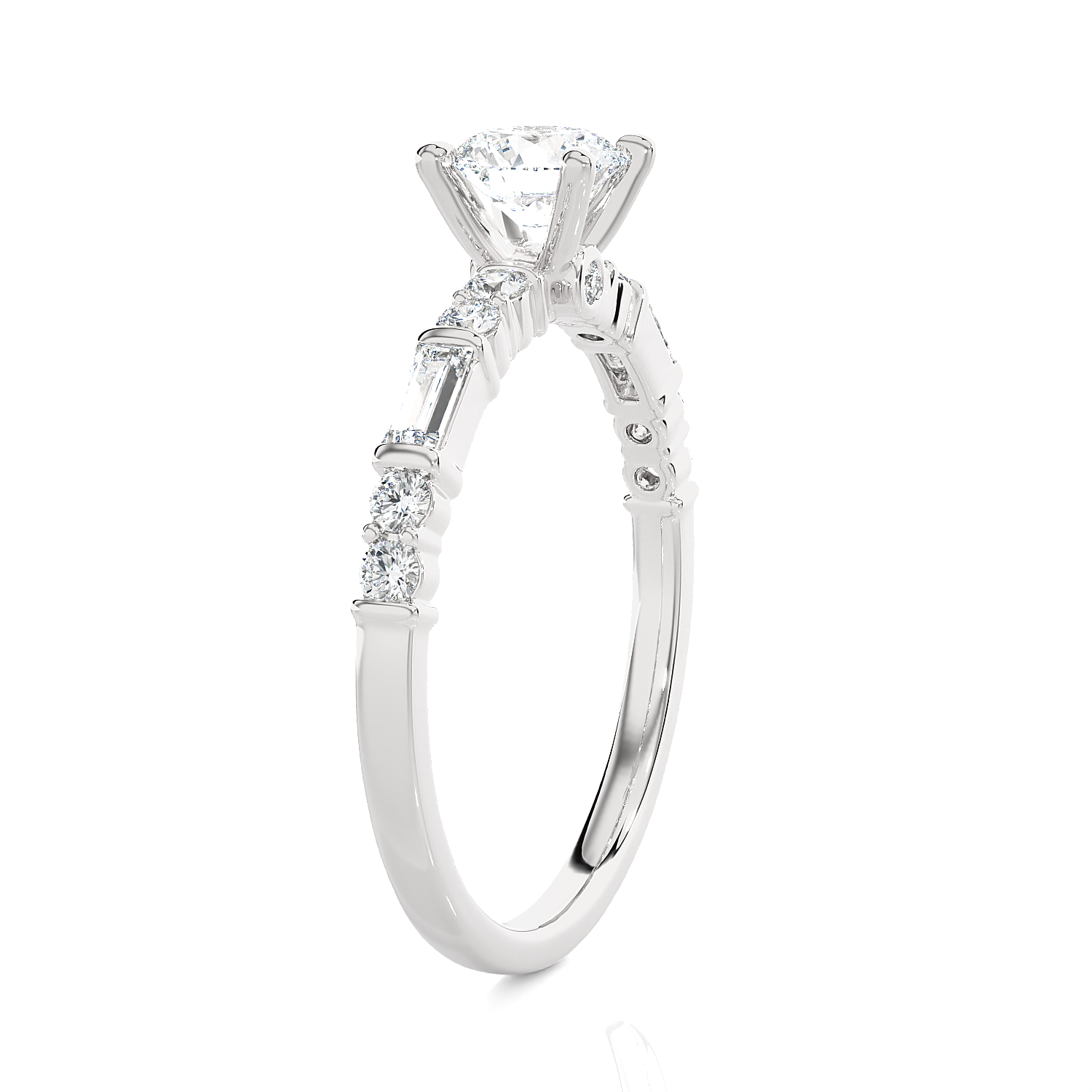 7/8 ctw Round Lab Grown Diamond Side Stone Engagement Ring
