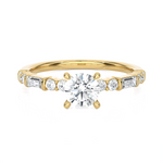 7/8 ctw Round Lab Grown Diamond Side Stone Engagement Ring