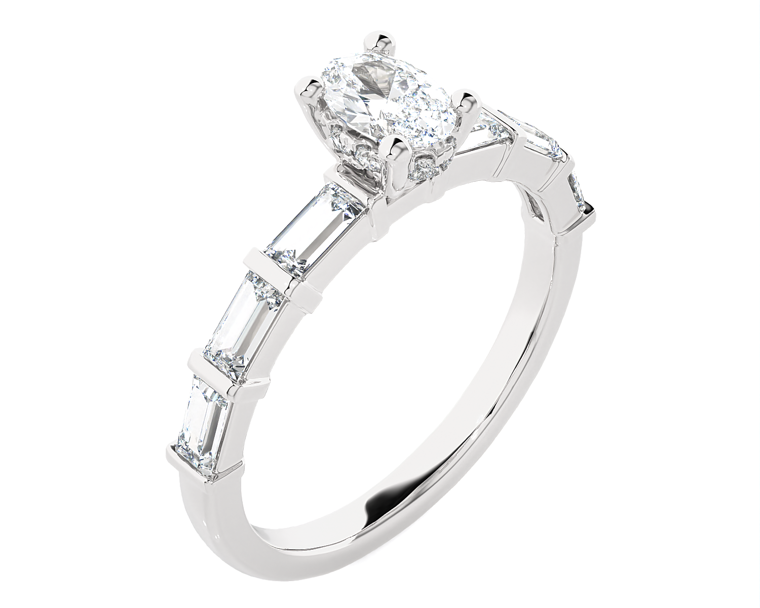1 ctw Round Lab Grown Diamond Side Stone Engagement Ring