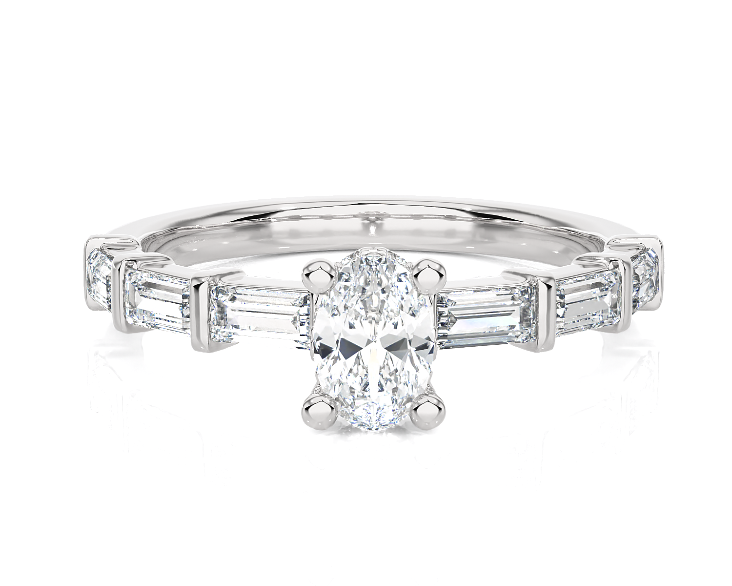 1 ctw Round Lab Grown Diamond Side Stone Engagement Ring
