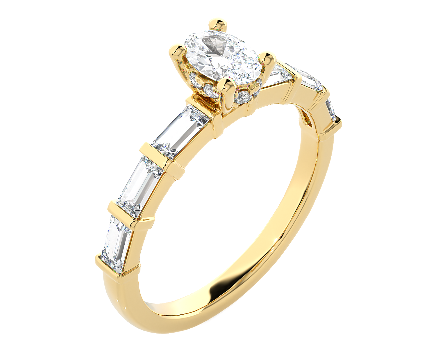 1 ctw Round Lab Grown Diamond Side Stone Engagement Ring