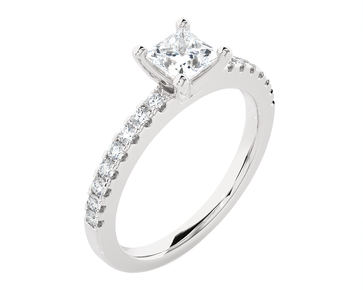 3/4 ctw Round Lab Grown Diamond Side Stone Engagement Ring