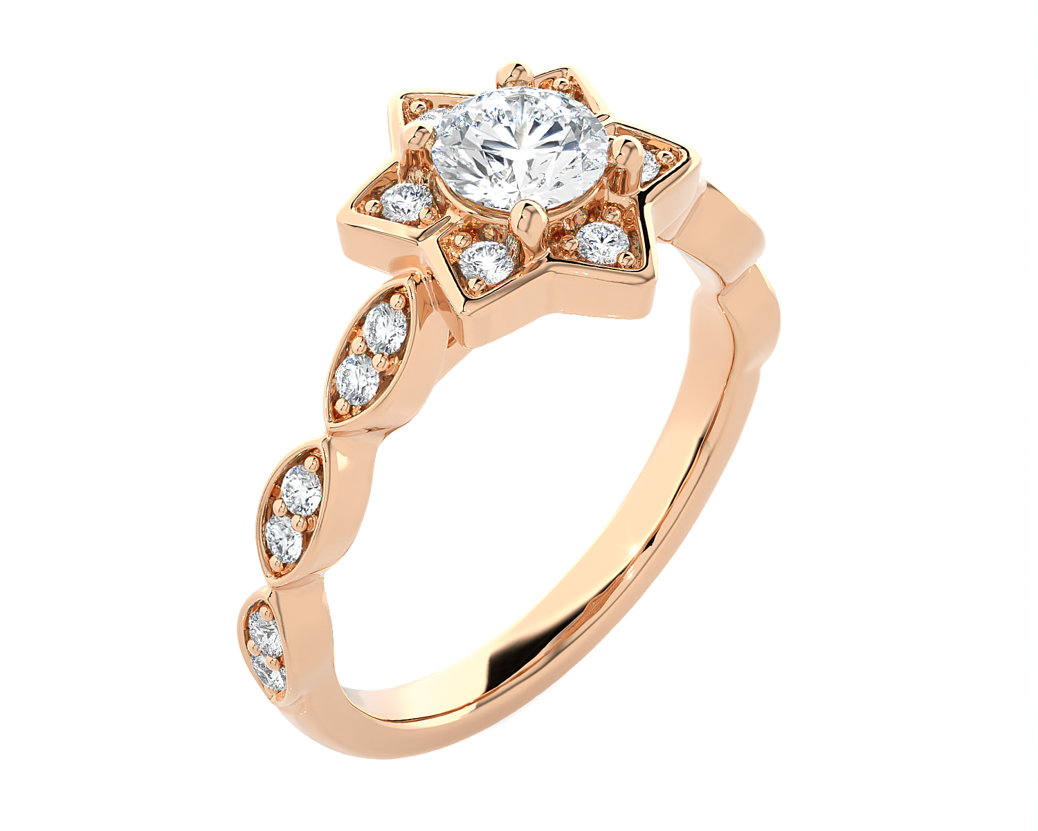 Round Lab Grown Diamond Halo Engagement Ring