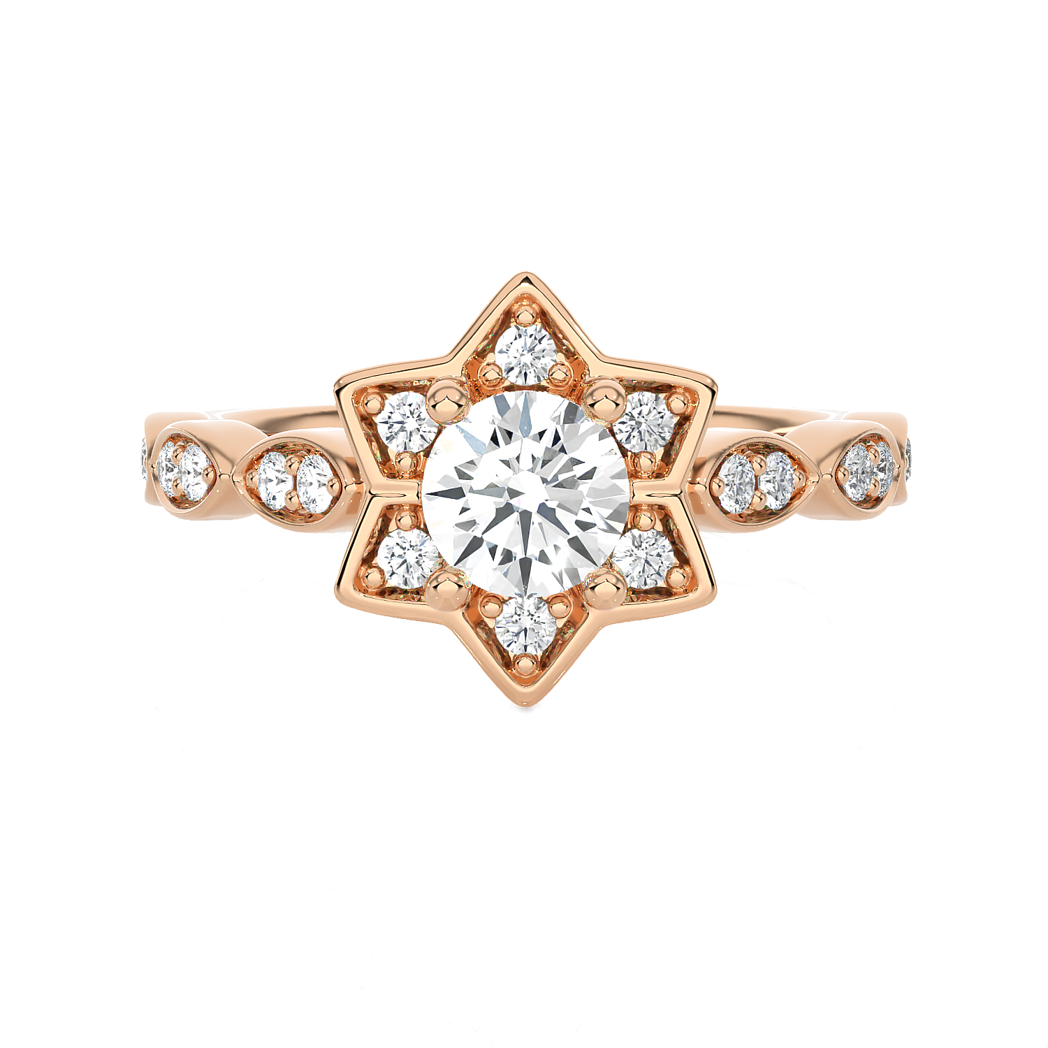Round Lab Grown Diamond Halo Engagement Ring