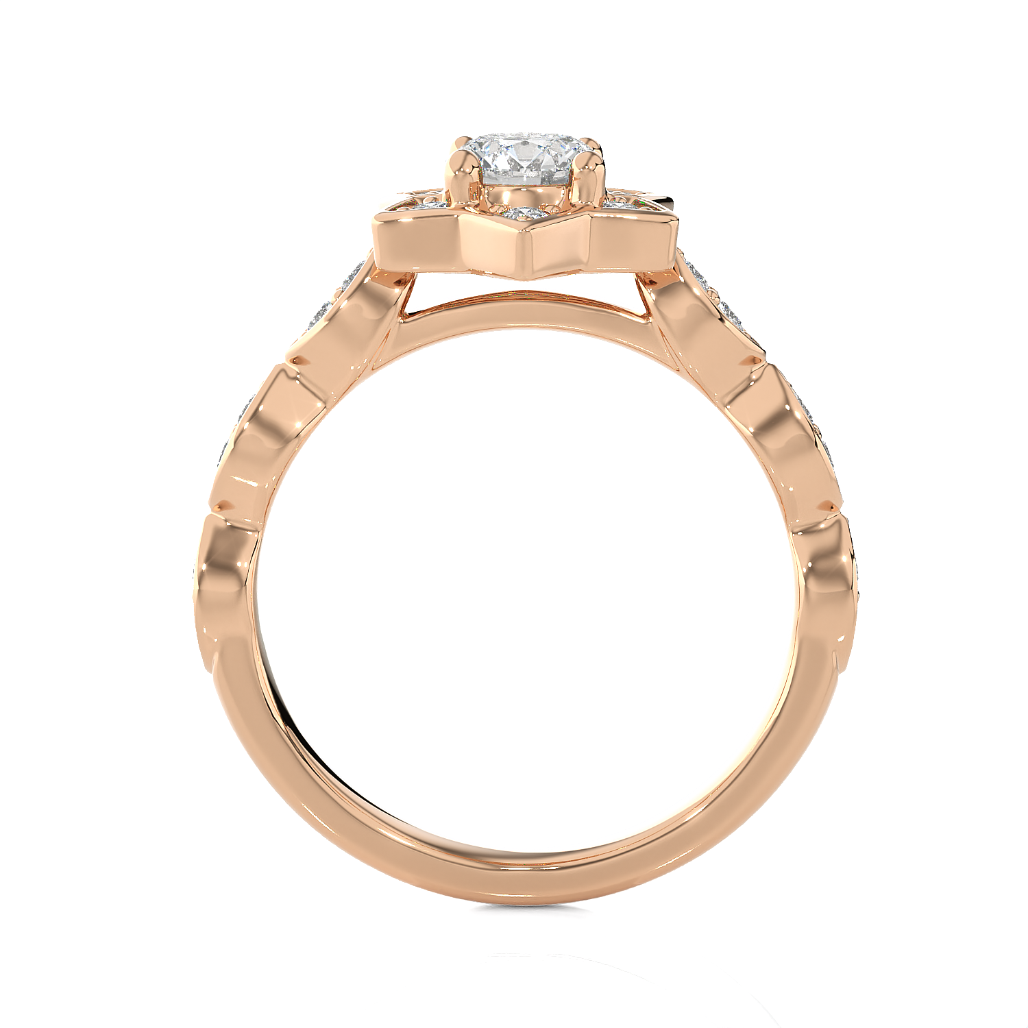 Round Lab Grown Diamond Halo Engagement Ring