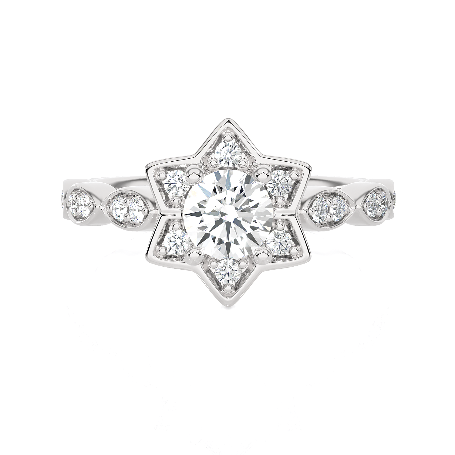 Round Lab Grown Diamond Halo Engagement Ring