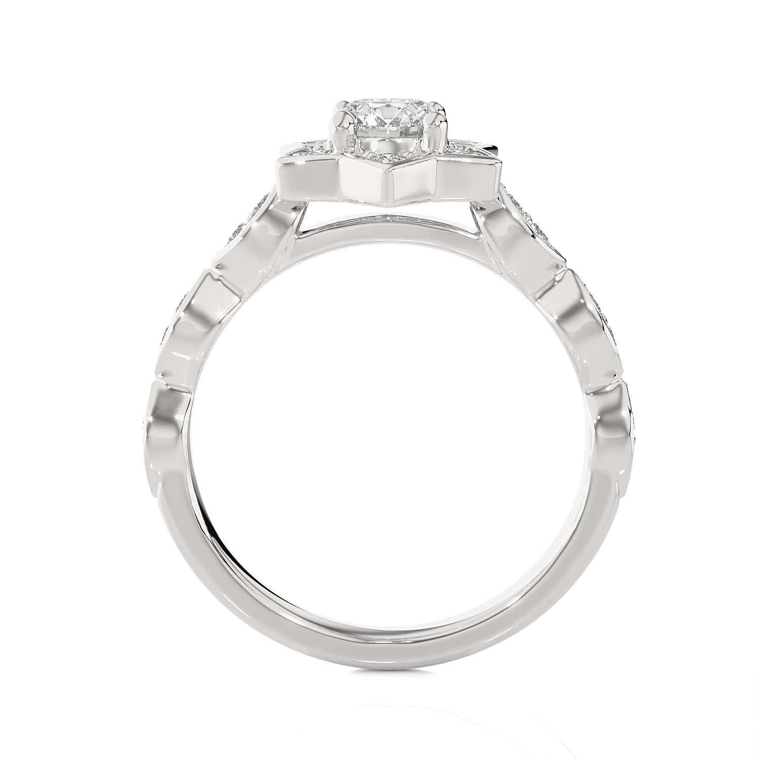 Round Lab Grown Diamond Halo Engagement Ring