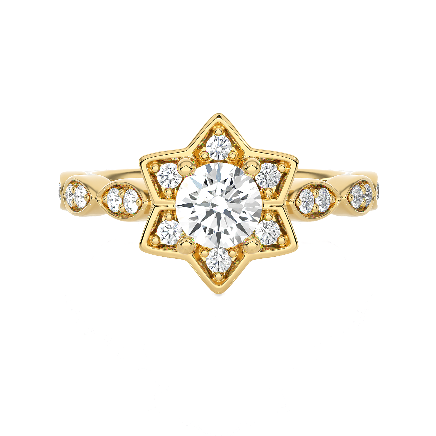 Round Lab Grown Diamond Halo Engagement Ring