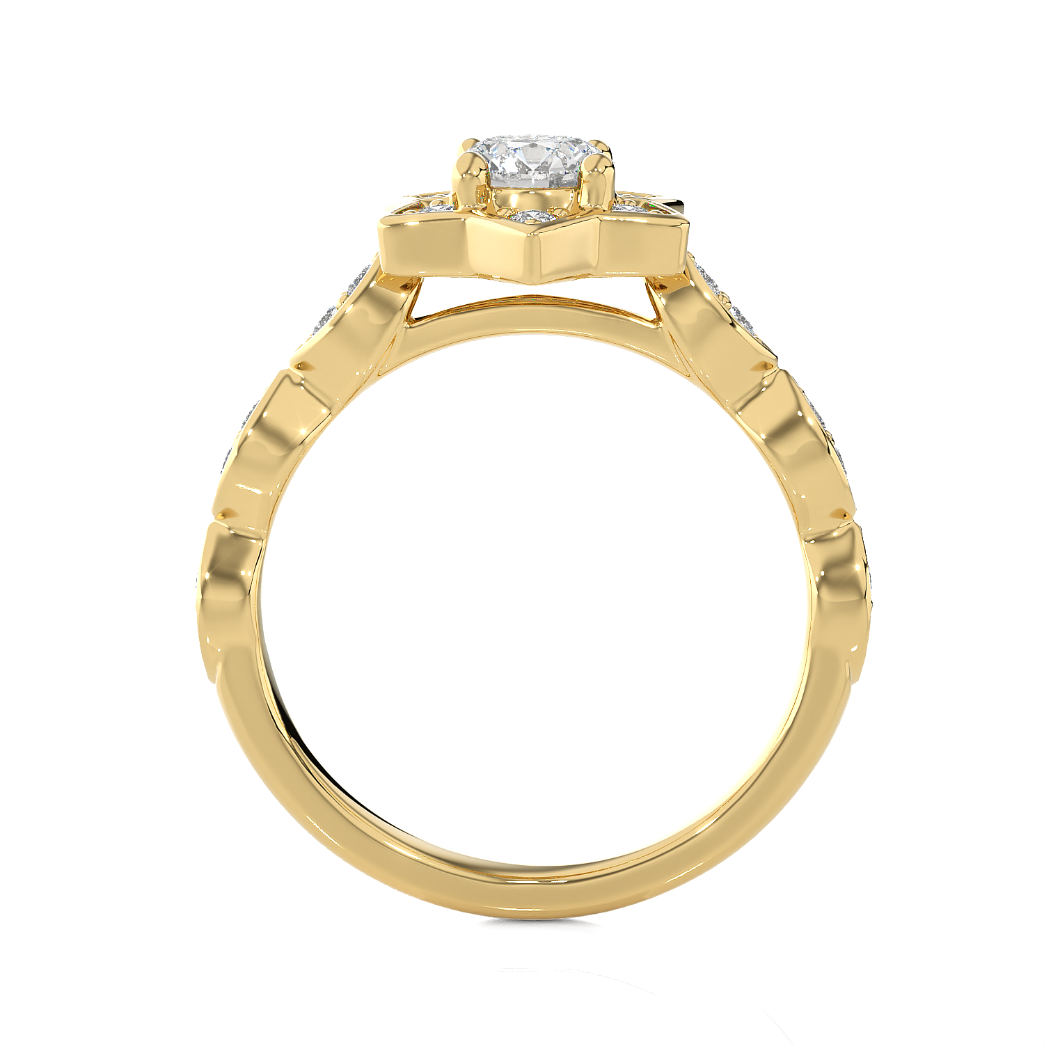 Round Lab Grown Diamond Halo Engagement Ring