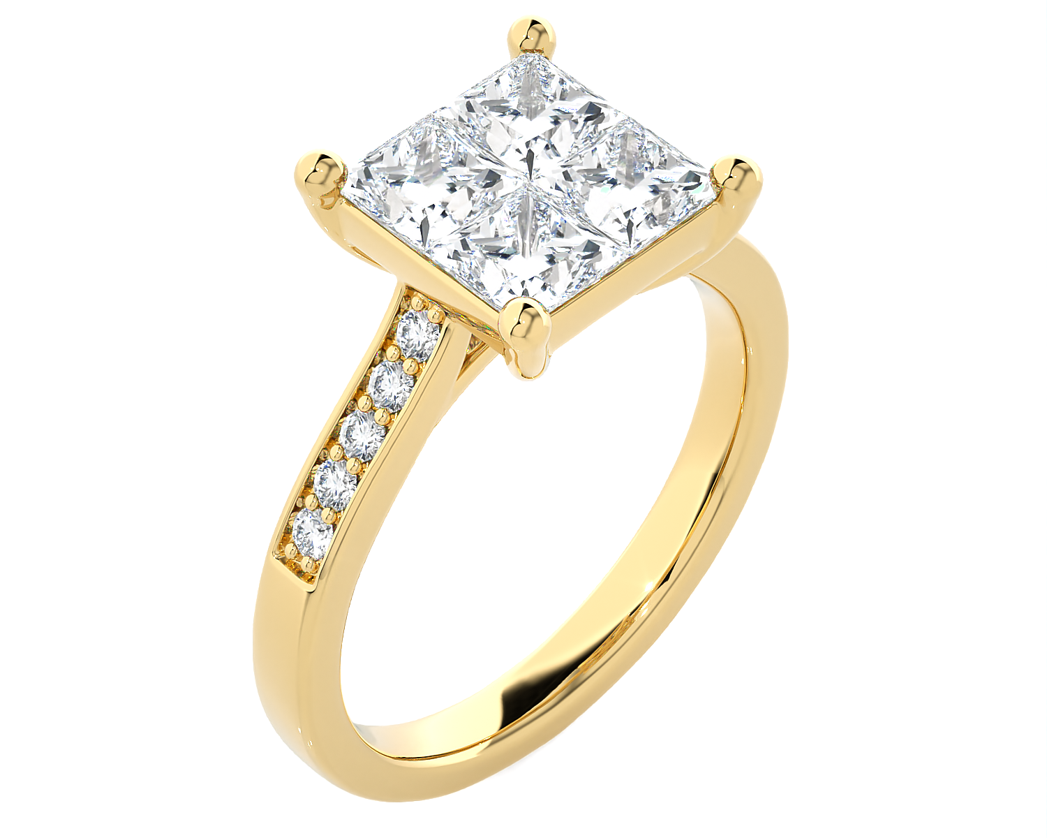 1 3/4 ctw Princess-Cut Lab Grown Diamond Side Stone Engagement Ring